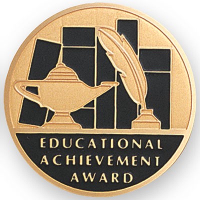 2" Educational Achievement Award Etched Enameled Medallion Insert Disc