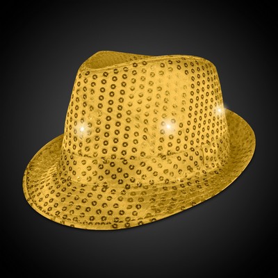 Gold Sequin Light Up Fedora Hat