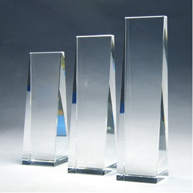 Upright Standing Pillar Crystal Trophy - Small Screen Imprint