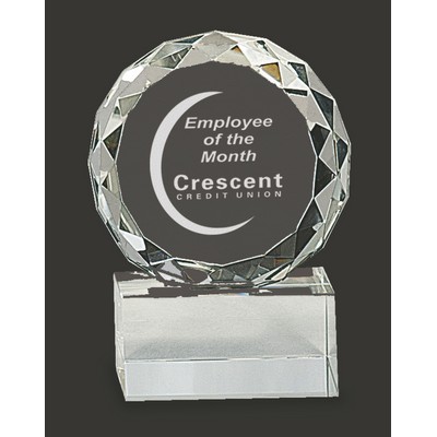 Results Circle Facet Crystal Award S - 4'' H