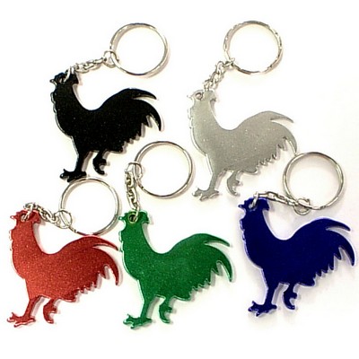 Rooster Shape Aluminum Bottle Opener w/Keychain