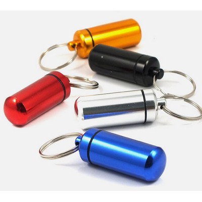 Watertight Aluminum Pill Case w/ Key ring.