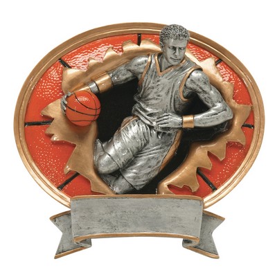 Basketball, Male, 3-D Sport Blaster Oval Resin Plate - 5-3/4" x 6"