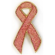 Pink Ribbon Glitter Pin