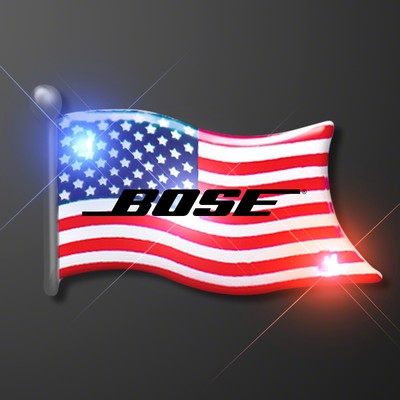 American Flag Flashing Pin Blinkies - Domestic Imprint