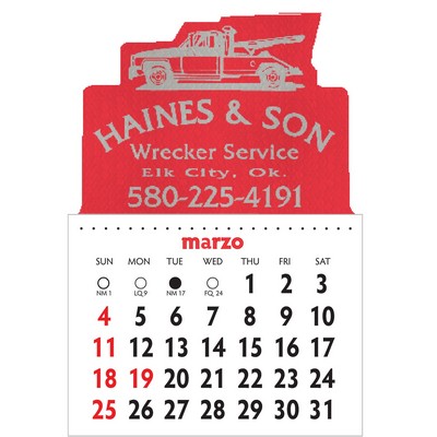 Designer Shaped Kwik-Stik Textured Vinyl Spanish Calendar w/ Tow Truck Top