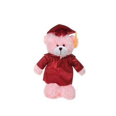 Soft Plush Pink Bear in Graduation Cap & Gown Stuffed Animal