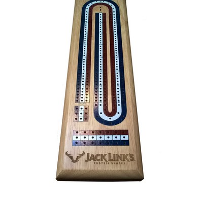 Classic Cribbage Set- Solid Wood w/ Tri-Color-3 Track Board