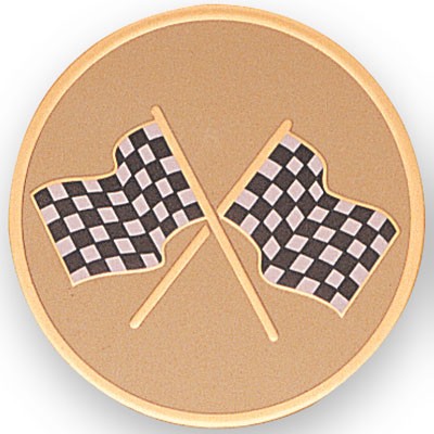 2" Checkered Racing Flags Embossed Litho Printed Medallion Insert Disc