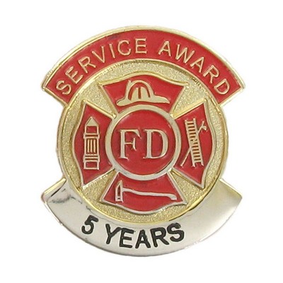 1-1/8" Fire Department Service Award Lapel Pin