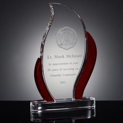 Optical Cut & Polished Crystal Flame Award w/Contrast Edges