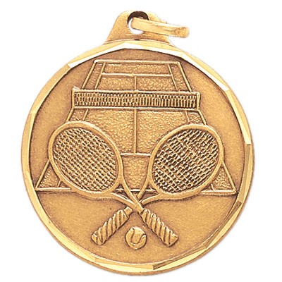 E Series Die Struck Medal w/Tennis Rackets & Court