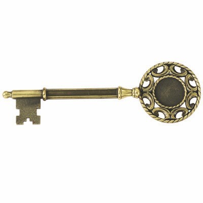 9¼" Fancy Cast Gold Key w/Studs & 1¼" Insert Space