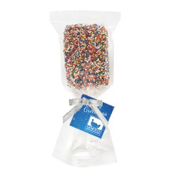 Chocolate Covered Krispy Pop w/ Rainbow Nonpareil Sprinkles