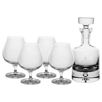 Saga 25 oz. Crystal Decanter & 4 Brandy Glasses