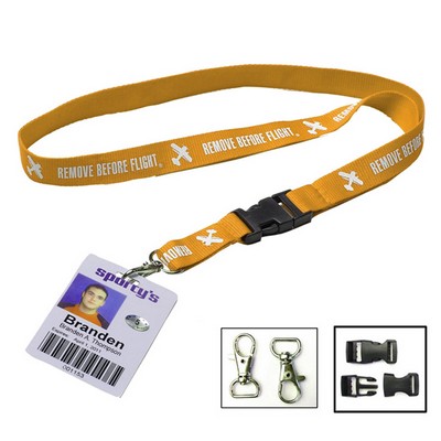 1/2" Polyester Lanyard W/ Metal Swivel Clasp & Snap Buckle Release