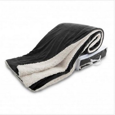 Oversized Micro Mink Sherpa Blanket - Black