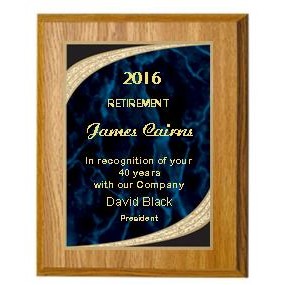 Oak Plaque 7" x 9" - Blue/Gold Majestic Plate