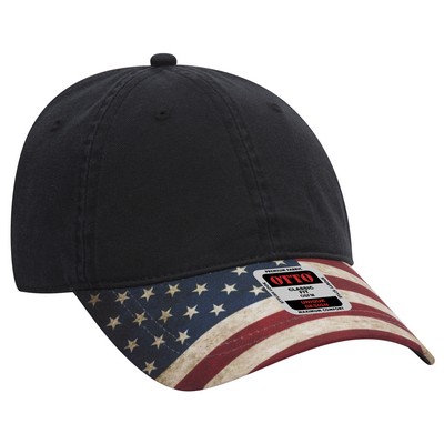 OTTO United States Flag Design Visor Cotton Twill 6 Panel Low Profile Baseball Cap