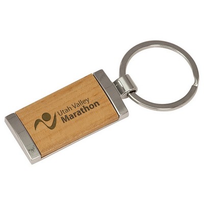 Metal/Wood Rectangular Key Chain