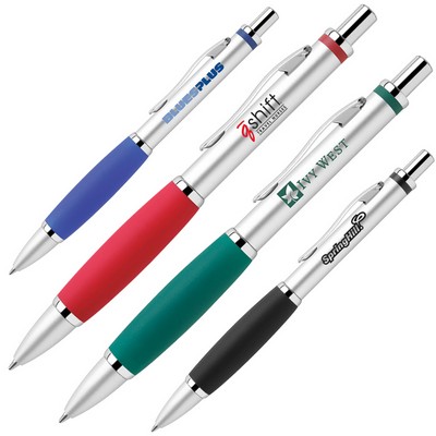 Aluminum Click Action Ballpoint Pen w/ Rubber Grip