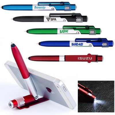 4 In 1 Smartphone Stand Light Ballpoint Pen & Stylus