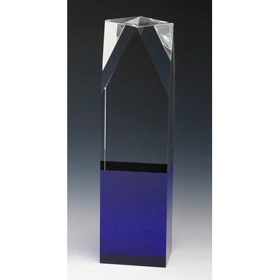 Blue Angled Building Crystal Award 10"H