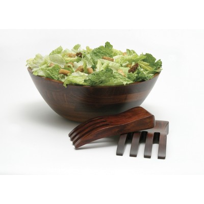 Lipper Cherry Matte 13" Wavy Rim Bowl w/ Salad Hands