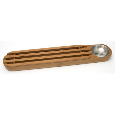 Bamboo Bread Board w/ Stainless Steel Dipping Cup