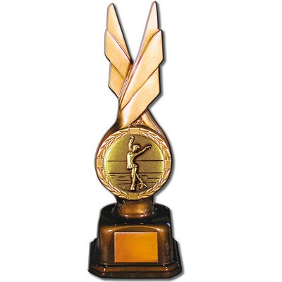 Stock Phoenix 9" Trophy with 2" Figure Skating Female Coin and Engraving Plate