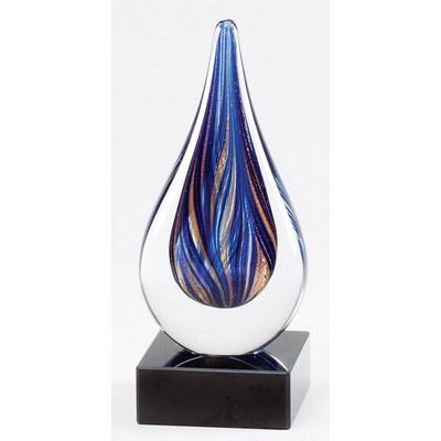 Blue Ocean Spray Inspired Art Glass Award - 7'' H