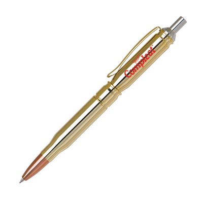 Brass Bullet Ball Point Pen (Silver Top)