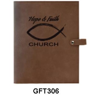 Leatherette Bible/Book Cover - Dark Brown/Engraves Black.