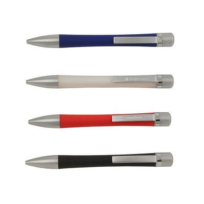 Colored Rubber Grip Barrel Ballpoint Pen