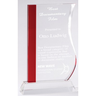 Elegant Movement Red / Clear Crystal Award - 9 1/4'' H