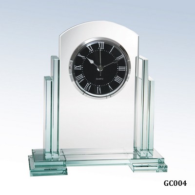 Jade Glass Caesar Clock, Black Face and Roman Numerals