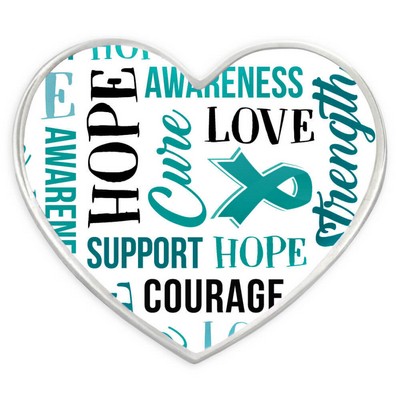 Teal Heart Awareness Words Pin