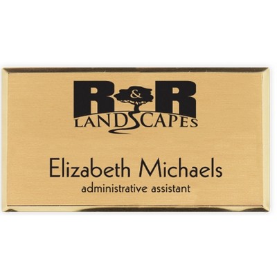 Engraved Metallic Name Badge - Gold, 3" x 1 1/2"