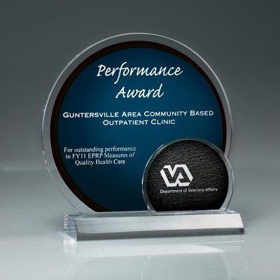 Blue Arched Brilliance Lucite Award on Clear Base (Includes Laser in 2 Locations)