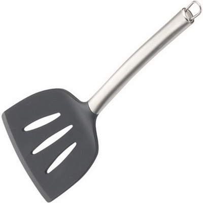 13" Wide Slotted Silicone Spatula w/Stainless Steel Handle