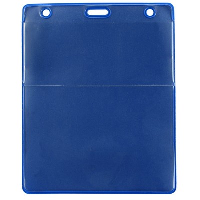 Vertical Top Load Badge Holder w/Slot &amp; Chain Holes (4.44" X 5.25")(Blue)