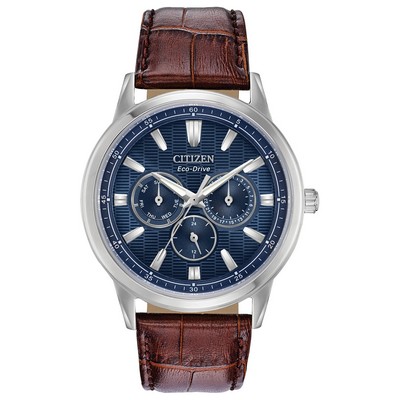 Citizen® Men's Eco Corso Watch w/Brown Strap & Blue Dial