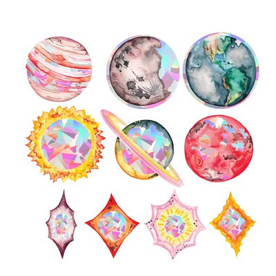 Window Decals - Space and Planet Sun Catchers - Holographic Rainbow Window Stickers