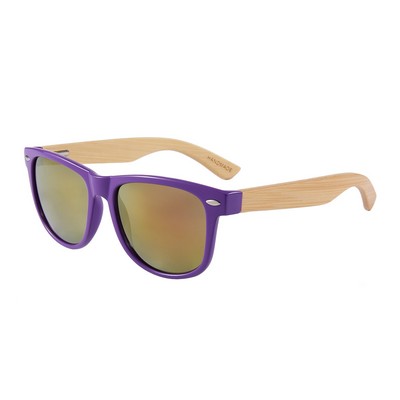 Bamboo Sunglasses - Purple Mirror Lenses - Purple Frames