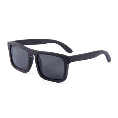 Black Duwood Sunglasses - Smoke Polarized Lenses - Black Wood Frames