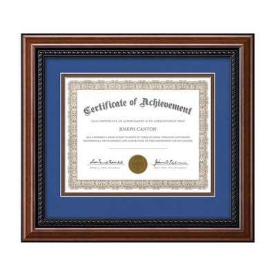 Weyden Certificate Frame - Walnut/Royal Blue 8½"x11"