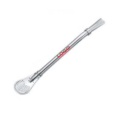 Stainless Steel Filtering Straw w/Spoon