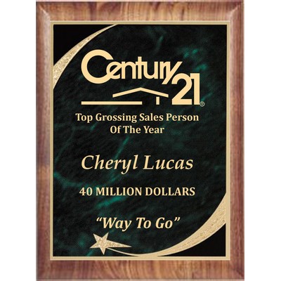 Economy Hand Rubbed Walnut/Green Americana Series Plaques, 9"x12"