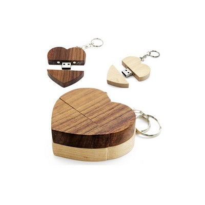 Heart Shape Wood Flash Drive (32GB)