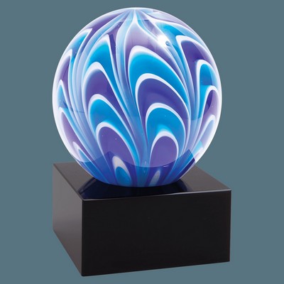 Blue and Purple Sphere on Black Base